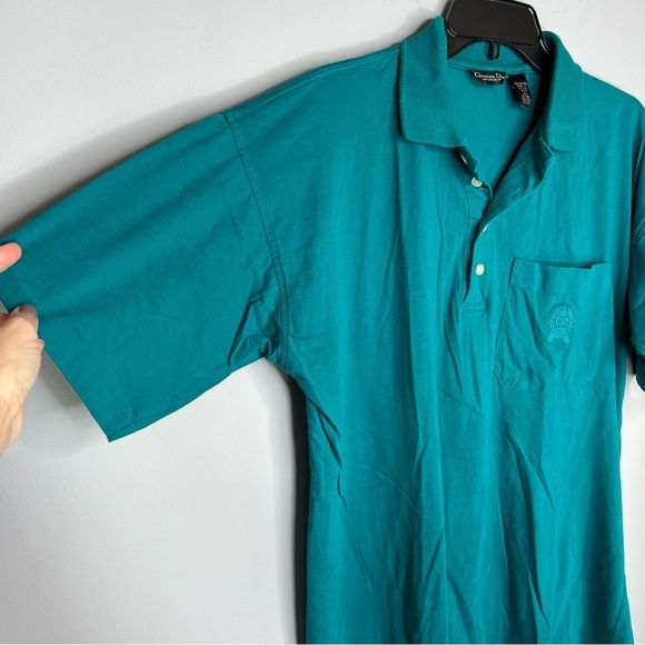 B4 VTG CHRISTIAN DIOR Monsieur Mens Shirt Green Front Pocket Short Sleeve - Picture 3 of 7